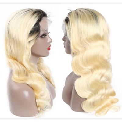 China High Quality Blonde Color Body Wave Dark Roots Hair Lace Front Wig For Women for sale