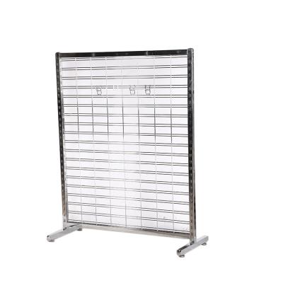 China Large Space For Hanging More Goods Floor Standing Grid Notice Board Hangs Perforated Notice Board Rack for sale