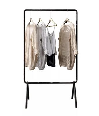 China Single Layer Single Iron Rack Single Iron Display Rack Mobile Boutique Mobile Clothing Hanging Bar for sale