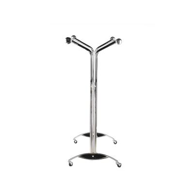 China No More Place To Hang Clothes To Floor Chrome Plating Movabale Bar Clothing Display Stand Adjustable Double Sided Clothing Rack for sale