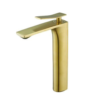 China Beelee Faucets Manufacturer Brass Bathroom Wash Mixer Tap Basin Brush Gold Electric Faucet for sale