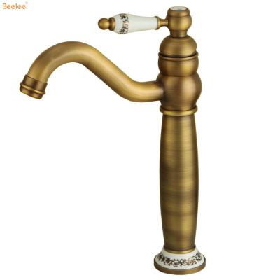 China Beelee BL6044AH Single Handle Water Taps Electric Antique Bronze Brass Basin Finish Sink Faucets Single Handle Water Mixer Taps for sale