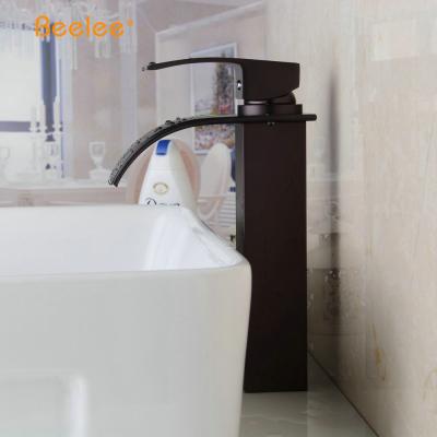 China Beelee Matte Black Waterfall Faucet For Contemporary Bathroom Basin for sale