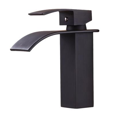 China Faucets Beelee BL0517B Waterfall Basin Mixer Tap Electric Single Handle Black Bathroom Faucet for sale