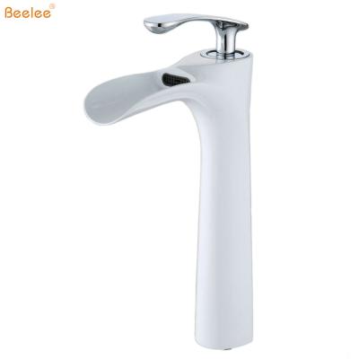 China White Electric Faucets Beelee Basin Mixer Bathroom Basin Waterfall Faucet With Single Lever Basin Faucets for sale