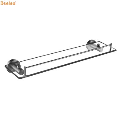 China Wall Mounted Type Beelee BA8604N SUS304 Stainless Steel Corner Single Square Shelf Bathroom Hanging Glass Shelf for sale