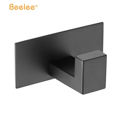 China Beelee Wall Towel Hanger Modern Self Adhesive Black SS304 Robe Hook Black Nail Free for sale