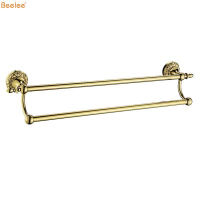 China Beelee BA2802G Commercial and Household Gold Double Towel Rack Towel Hanger Contemporary Towel Rack 60cm Double for sale