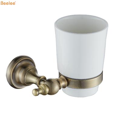 China Beelee BA7108A Bathroom Accessories Modern Wall Mount Brass Tumbler Holder Bathroom Toilet Antique Cup Holder for sale