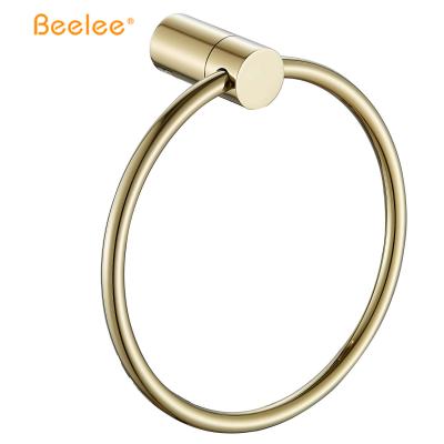 China Beelee Eco - Friendly Wall Mount Bathroom Golden Towel Ring Holder Brass for sale