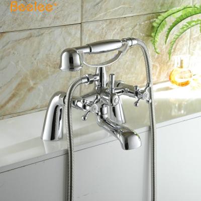 China With Slide Bar Beelee Bathtub Faucet European Style Telephone Shower Faucet Brass With Double Handle for sale