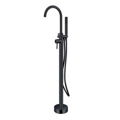 China Black Color Hot Sale Beelee BL19001B Amazone Free Standing Tub Filler Tub Filler Shower Faucet Floor Mounted Black Color With Hand Held Sprayer for sale