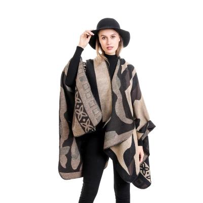 China Fashionable and Warm Women Winter Print Knitted Pashmina Female Bandana Sweater Ladies Cashmere Caps Shawl Cardigans Blanket Ponchos for sale