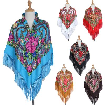 China Fashion Elements 2022 New Ethnic Style Russian Square Scarf Customized Size Russian Scarf Many Colors for sale