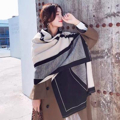 China Autumn and winter fashion trend ladies multicolor cashmere heavyweight shawl point pattern OEM scarf for sale