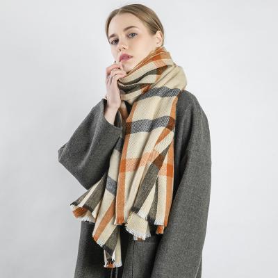 China 2022 Winter Custom Women's Designer Warm Cashmere Scarf Cashmere Plain Thick Scarf Shawl for sale