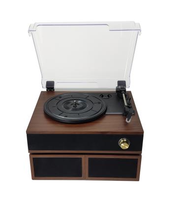 China High Fidelity Sleek Design Mini Hifi Turntable Player with BT input, aux. wooden inside and external speakers for sale