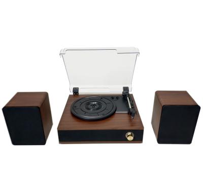 China High Fidelity Sleek Design Mini Hifi Turntable Player with BT input, aux. wooden inside and external speakers for sale