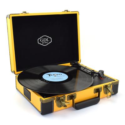 China 3-Speed ​​LP/in aux/portable classic-styled touring suitcase/bluetooth Desonic 101 rca/earphone turntable with USB port, and built-in speaker and rechargeable battery for sale