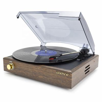 China Wooden Appearance With 3-Speed ​​Dust Cover Turntable Phonograph Vintage Vinyl Record Player Stereo Speaker LP Wood Classic Records Built In Speakers RCA Fingerboard for sale