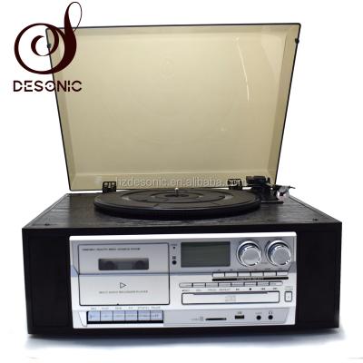 China USB SD|RADIO|CASSETTE RECORDER|3-Speed ​​Turntable|New Design CD Big Size Wooden Box Auto Return Turntable Record Player for sale