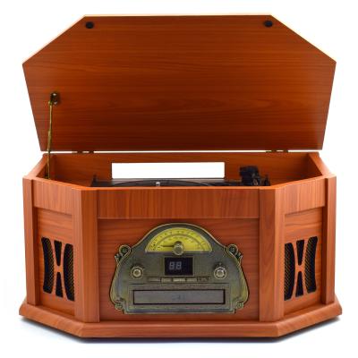 China All in one 2019 hot sale retro phonograph antique phonograph turntable and vintage record player with BT, CD, USB, SD, CASSETTE, RADIO for sale