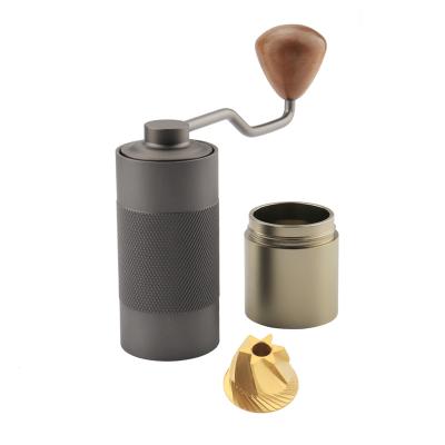 China Car 38mm 6 Burr Titanium Manual Coffee Grinder Barista Coffee Grinder 25g Cores Coffee Hand Mill Stainless for sale