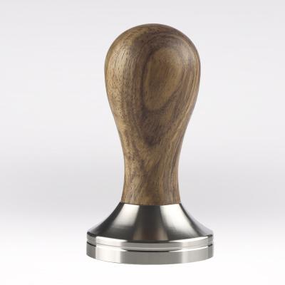 China Sustainable Wholesale Stainless Steel Press Powder Professional Coffee Tamper Wooden Grain Coffee Tamper for sale