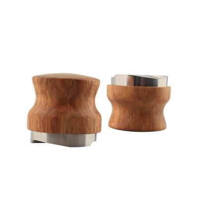 China Viable Real Coffee Dispenser 51mm Rosewood Handle Coffee Tamper Dispenser 51mm Espresso Powder Leveler for sale