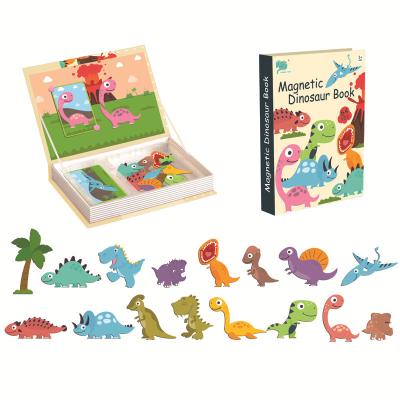 China DIY TOY Books Montessori Educational Toys Magnet Dinosaur Puzzle Book Magnetic Rod for sale