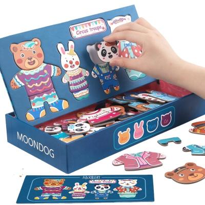 China DIY TOY Four Bears Matching Dress Puzzle Magnetic Animal Changing Clothes Early Childhood Educational Toys for sale