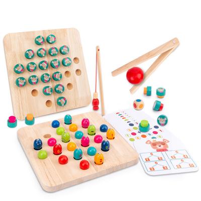 China Kids (3-6 Years) Fishing Clip Beads Memory Chess Digital Toy Wooden Fishing Montessori Kids Beaded Fishing Toys for sale