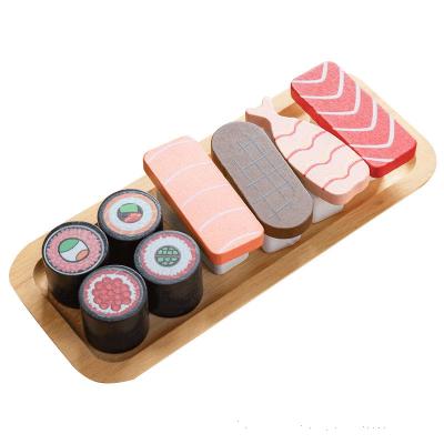 China Pretend Play Toy For Kids Pretend Play Kitchen Toy Sets Wooden Simulation Sushi Kitchen Food Set Toy for sale