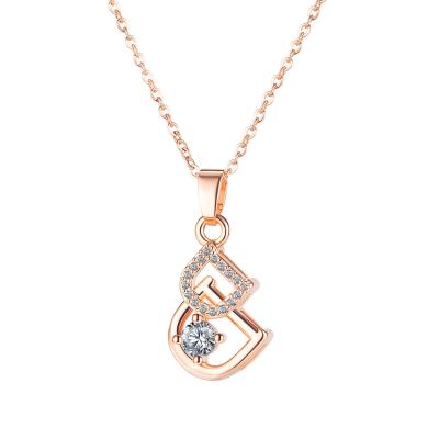 China Hot Selling Fashion Rose Gold Color Dainty Women Custom Jewelry Hot Selling Pendant Necklace for sale