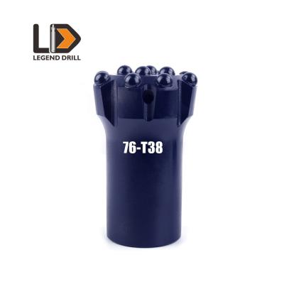 China Threaded bits T38-76mm Button bit, flat  face and dome Nine buttons, three  front flushing holes for sale