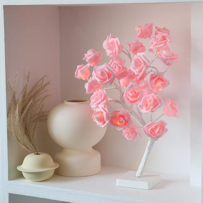 China Bolylight 45cm Table Decoration Simulation Rose Flower Tree Light Waterfall Led Tree Lights Decoration Light Rose Indoor Table Lamp for sale