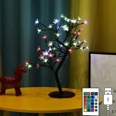 China 8 Mode Controller Indoor USB Powered Mini Artificial Cherry Blossom LED Colorful Christmas Decoration Tree Light Adjustable Color Remote Control for sale