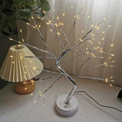 China Fire Lit Cooper Wire Tree Light Bolylight USB Power Silver Trunk Cooper Wire Tree for sale