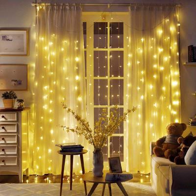 China Outdoor LED Curtain Light Bolylight Suppliers Christmas Decoration Hanging 300 Window Curtain Light Led String Lights for sale