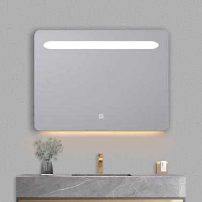 China Large Illuminated Luxury Rectangle With Warm White Lights Decor LED Smart Sanitary Bath Mirror For Hotel Bathroom for sale