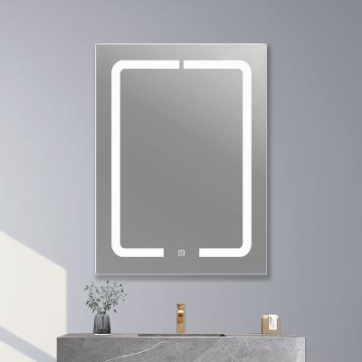 China High Quality Rectangular Wall Mounted Light Switch Luminous Smart Sensor Lighted Vanity LED Backlit Bathroom Mirrors for sale