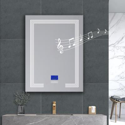 China Wholesale Big Rectangle Blue Tooth Speaker Clock Touch Sensor Switch Light Bathroom LED Fog Light Mirror for sale