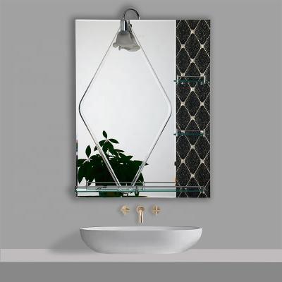 China Double Layers Modern Colorful Wall Hanging Shelf Bathroom Decorative Customized Mirror For Bath Room for sale