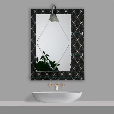 China Low MOQ Traditional Customized Double Layer Wall Mounted Hotel Modern Design Frameless Bathroom Mirror And Rack for sale