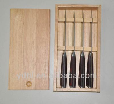 China Viable High Quality 4PCS Steak Knife Set With Rubber Wooden Stored Box for sale