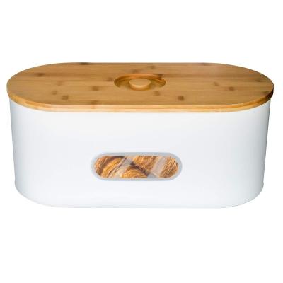 China Sustainable Plastic Bread Box Storage Household For Kitchen Food Eco-friendly Bamboo Storage Box Large Bread Bin With Cover for sale