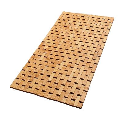 China Sustainable Bamboo Wooden Bath Mat - Large, 34 x 18 Inch (L X W Foldable Bath Mat), Accessories for Bathroom Sauna Spa Tub and Outdoor for sale