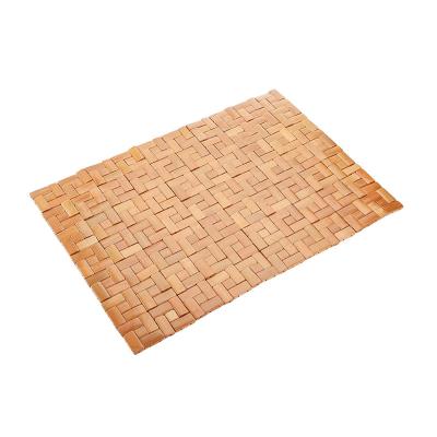 China Sustainable Bamboo Bath Mat Wooden Bathroom Shower Mat , Foldable Kitchen Floor Covers With Rubber Padded Bottom for sale