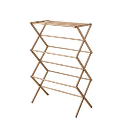 China Multi-Layer Folding Towel Rack Hanging Towel Rack Bathroom Floor-to-Ceiling Balcony Storage Bamboo Viable Rack for sale