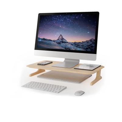 China Foldable Height Adjustable Wooden Desktop Laptop Monitor Stand Solid Wood Riser More Space For Computer for sale